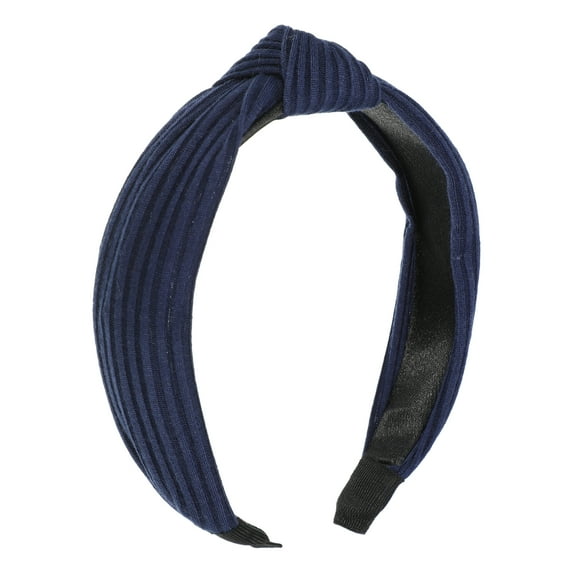 Unique Bargains Textured Cotton Knot Headband Soft Hairband for Women 1.3 Inch Wide Navy Blue