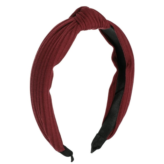 Unique Bargains Textured Cotton Knot Headband Soft Hairband for Women 1.3 Inch Wide Red