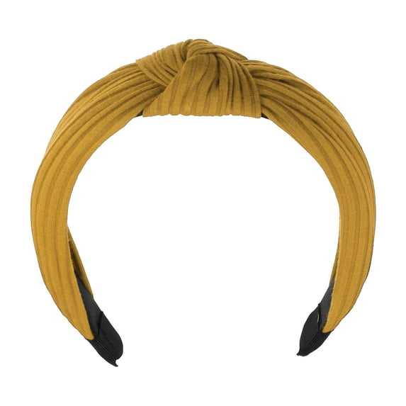 Unique Bargains Textured Cotton Knot Headband Soft Hairband for Women Yellow 1.3 Inch Wide 1 Pcs