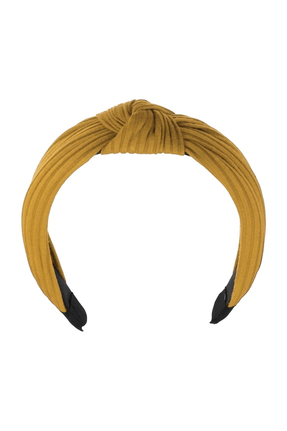 Textured Cotton Knot Headband Soft Hairband for Women Yellow 1.3 Inch Wide 1 Pcs