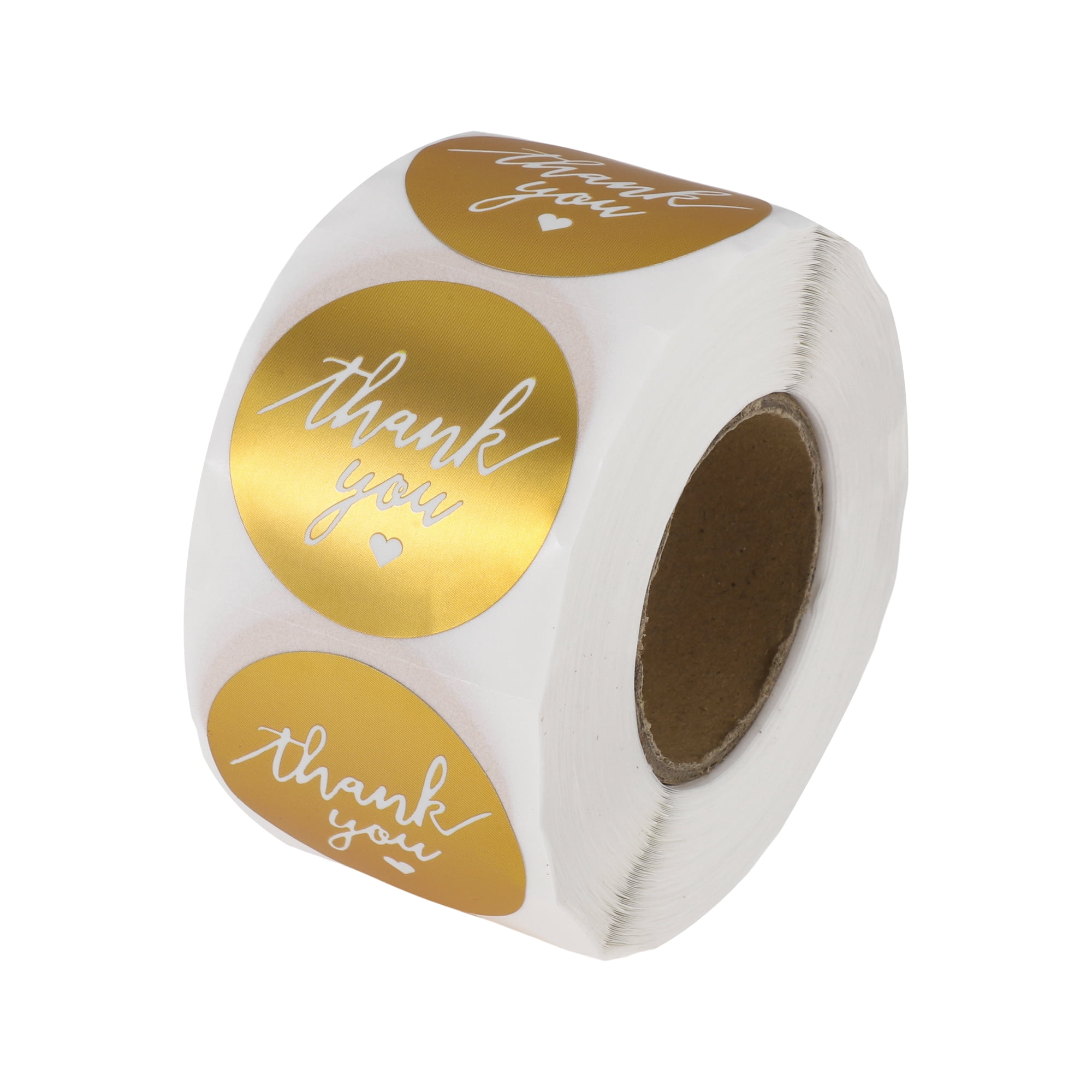 Unique Bargains Thank You Tag Gift Stickers 1.5"x1.5" Gold Tone