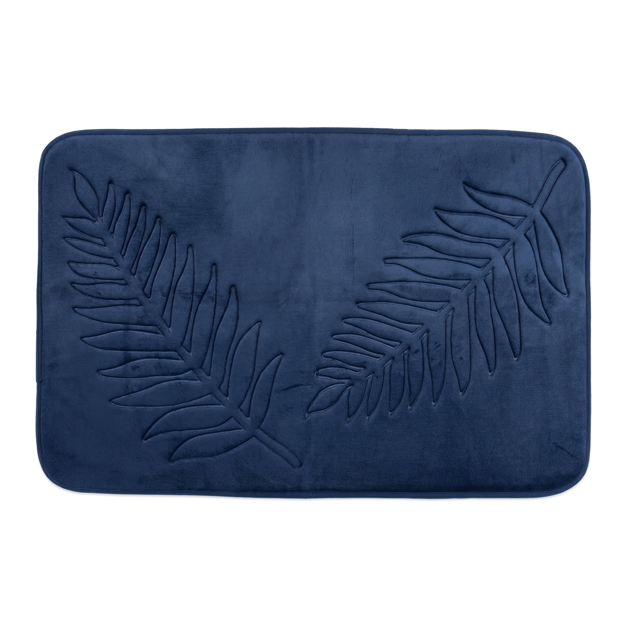 Unique Bargains Thick Absorbent Plush Non Slip Microfiber Bath Mat Navy Blue 24" x 16"