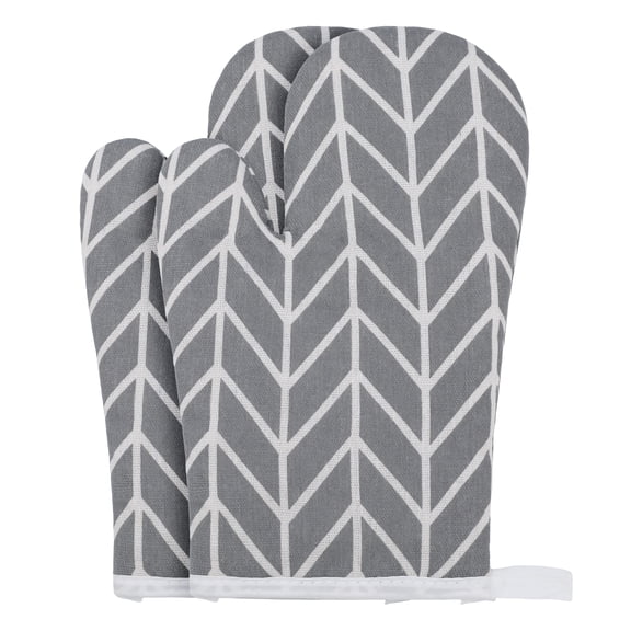 Unique Bargains Thick Cotton Lining Heat-Resistant Cooking Gloves Gray