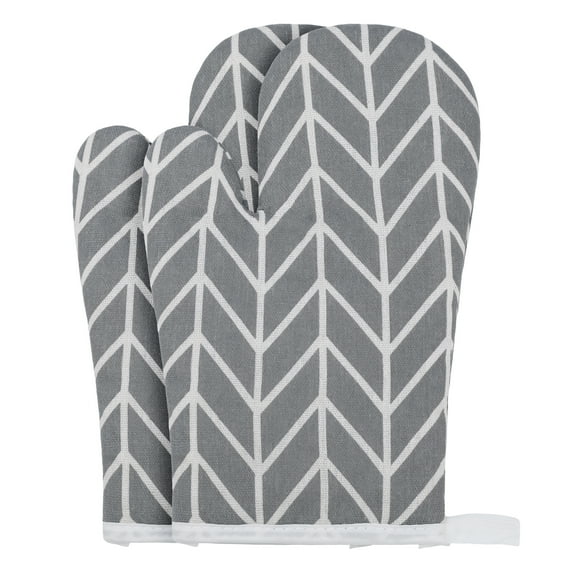 Unique Bargains Thick Cotton Lining Heat-Resistant Cooking Gloves Gray