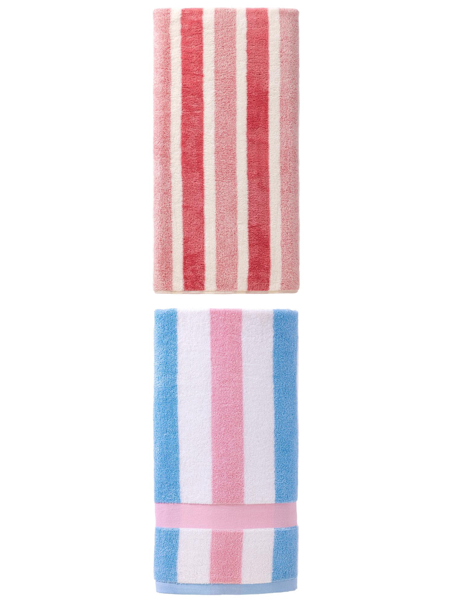Unique Bargains Thick Fluffy Bath Towel 2 Pack Pink 71" x 35"/55" x 28"