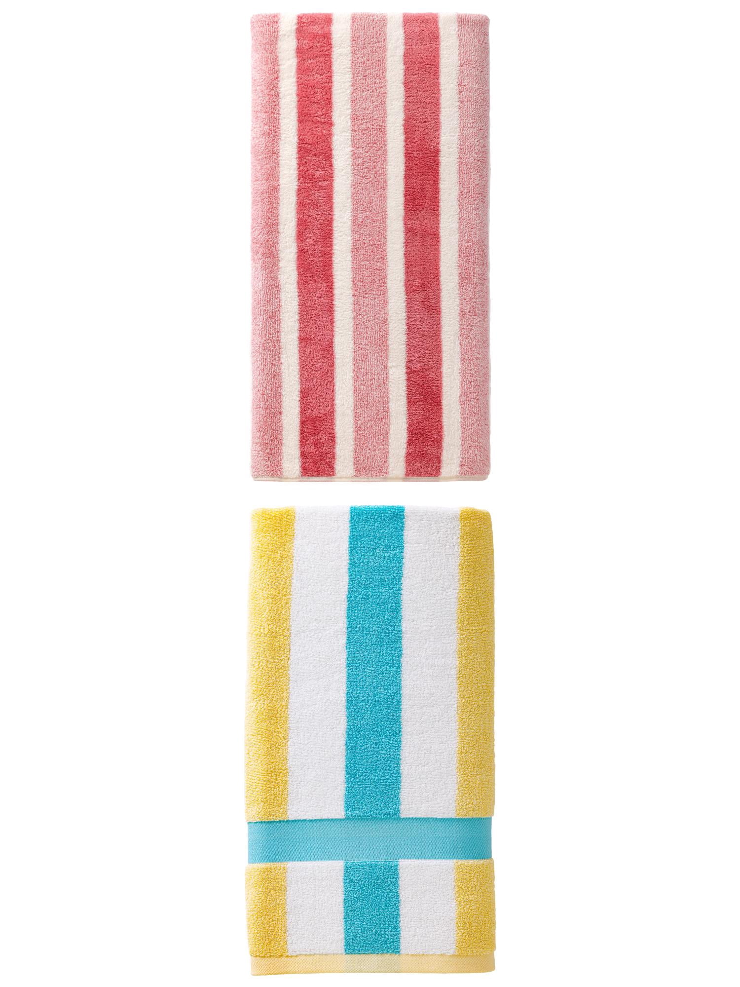 Unique Bargains Thick Fluffy Bath Towel 2 Pack Pink/Lake Blue 71" x 35"/55" x 28"