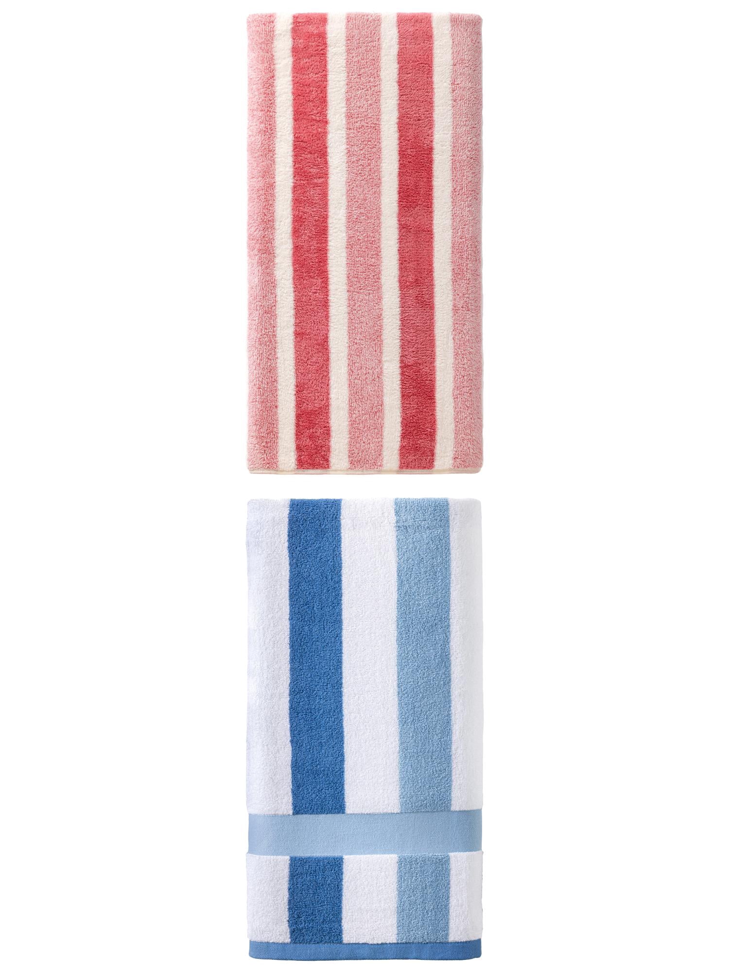 Unique Bargains Thick Fluffy Bath Towel 2 Pack Pink/Royal Blue 71" x 35"/55" x 28"