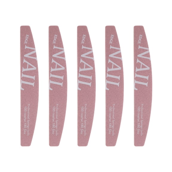 Unique Bargains Thick Half-moon Nail Files Pink 5 Pcs