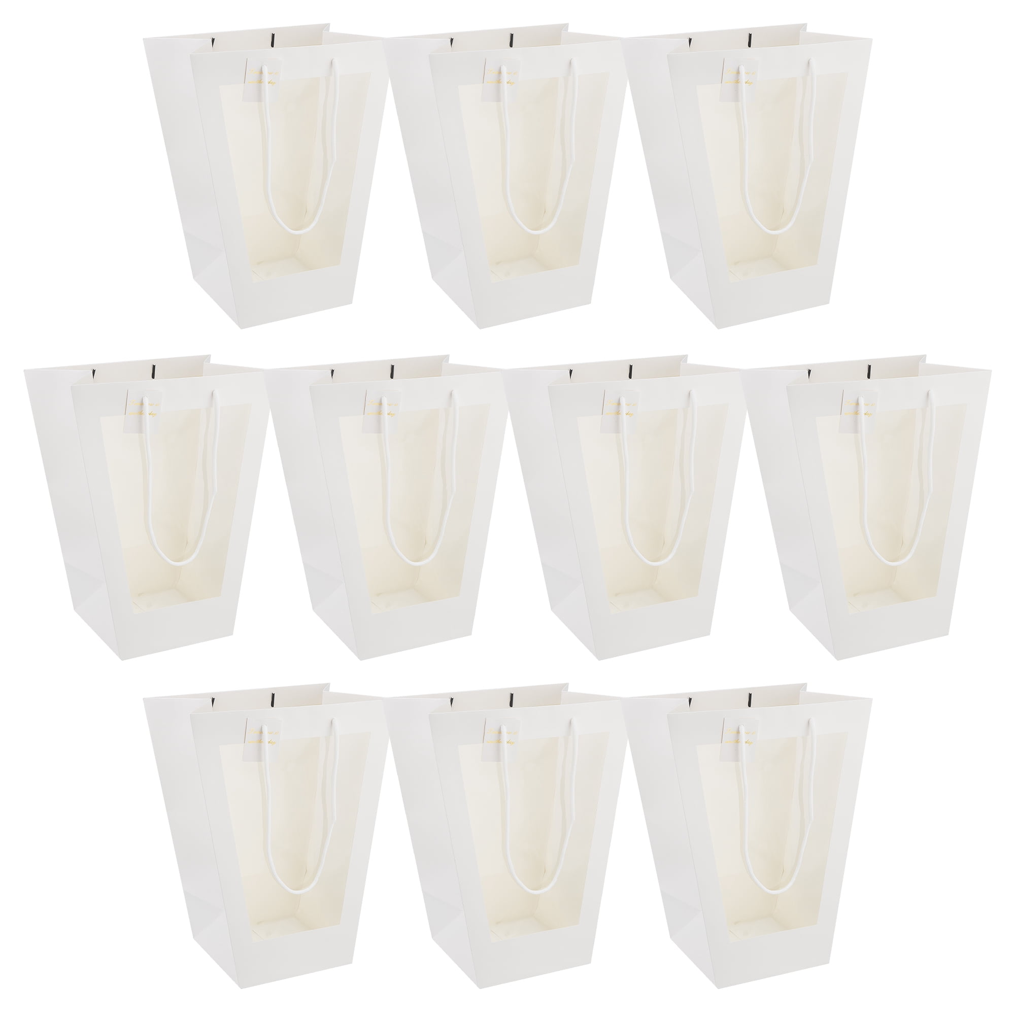 Unique Bargains Thick Totes for Gifts with Comfortable Handles White 11" x 7.9" x 14.2"