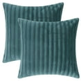 thumbnail image 1 of Unique Bargains Thick Velvet Striped Pillow Covers Pleated Front Cushion Covers 2 Pcs Lake Green 18" x 18", 1 of 6