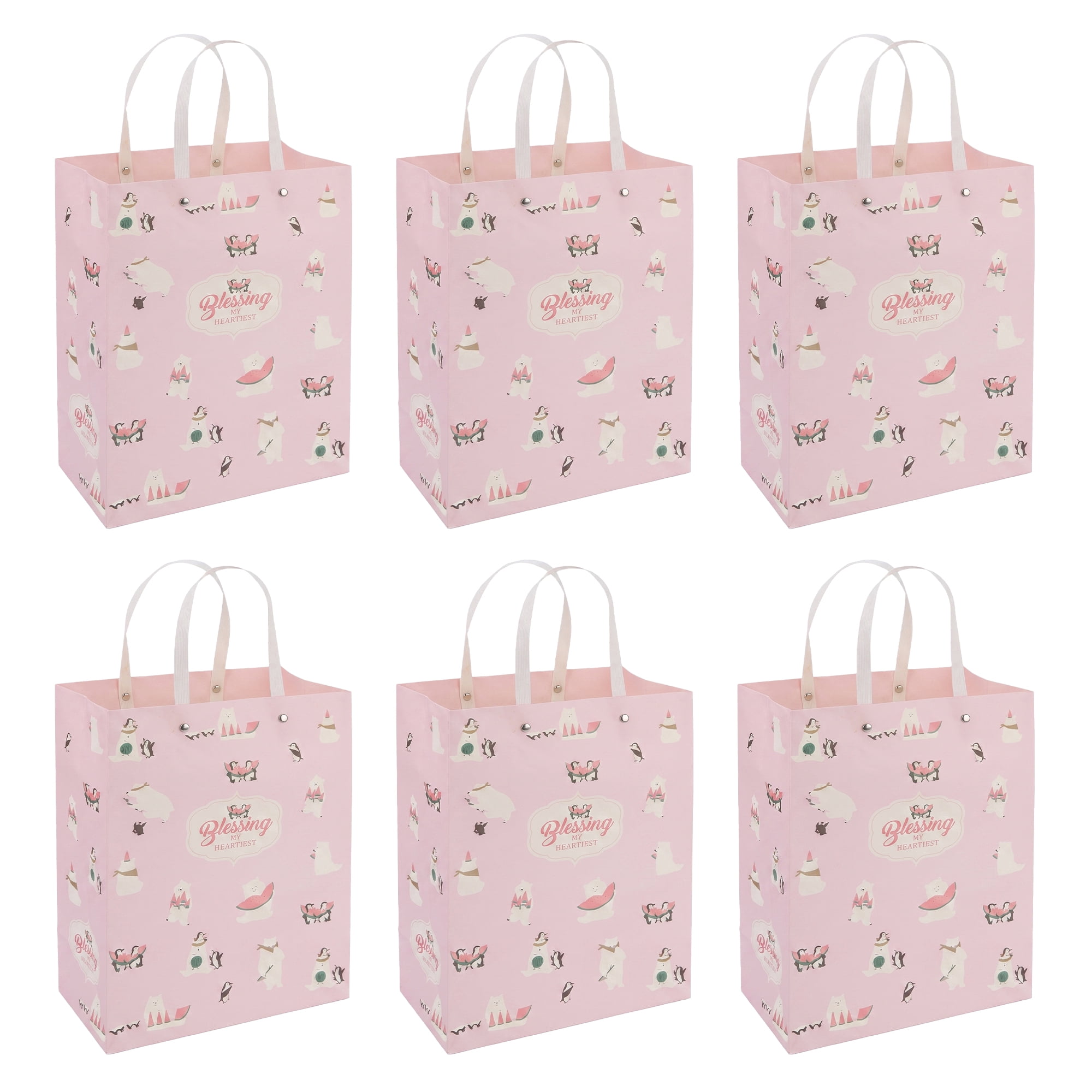 Unique Bargains Thick and Sturdy Gift Bags with High Weight Capacity Pink 8.5"x 4.3"x 11"