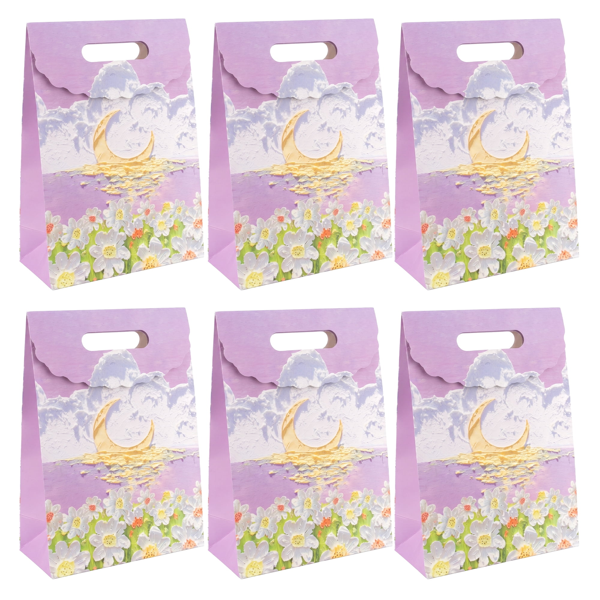 Unique Bargains Thickened Gift Bags with Comfortable Handles Purple B 7.5" x 3.5" x 10.6"