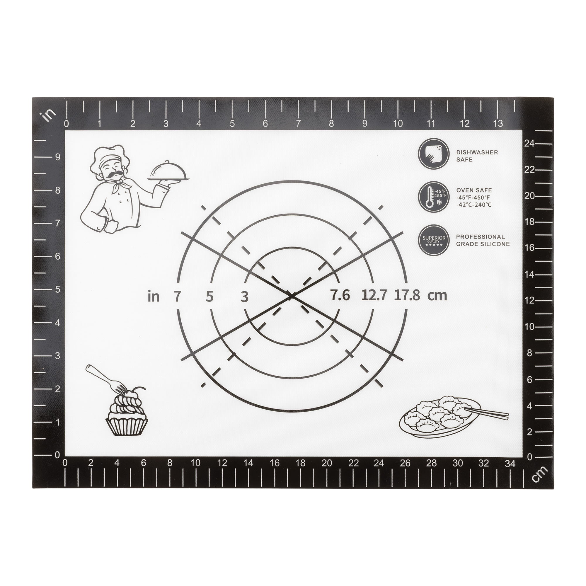 Unique Bargains Thickened Silicone Pastry Baking Mat with Measurements Black 11.8"x15.7"