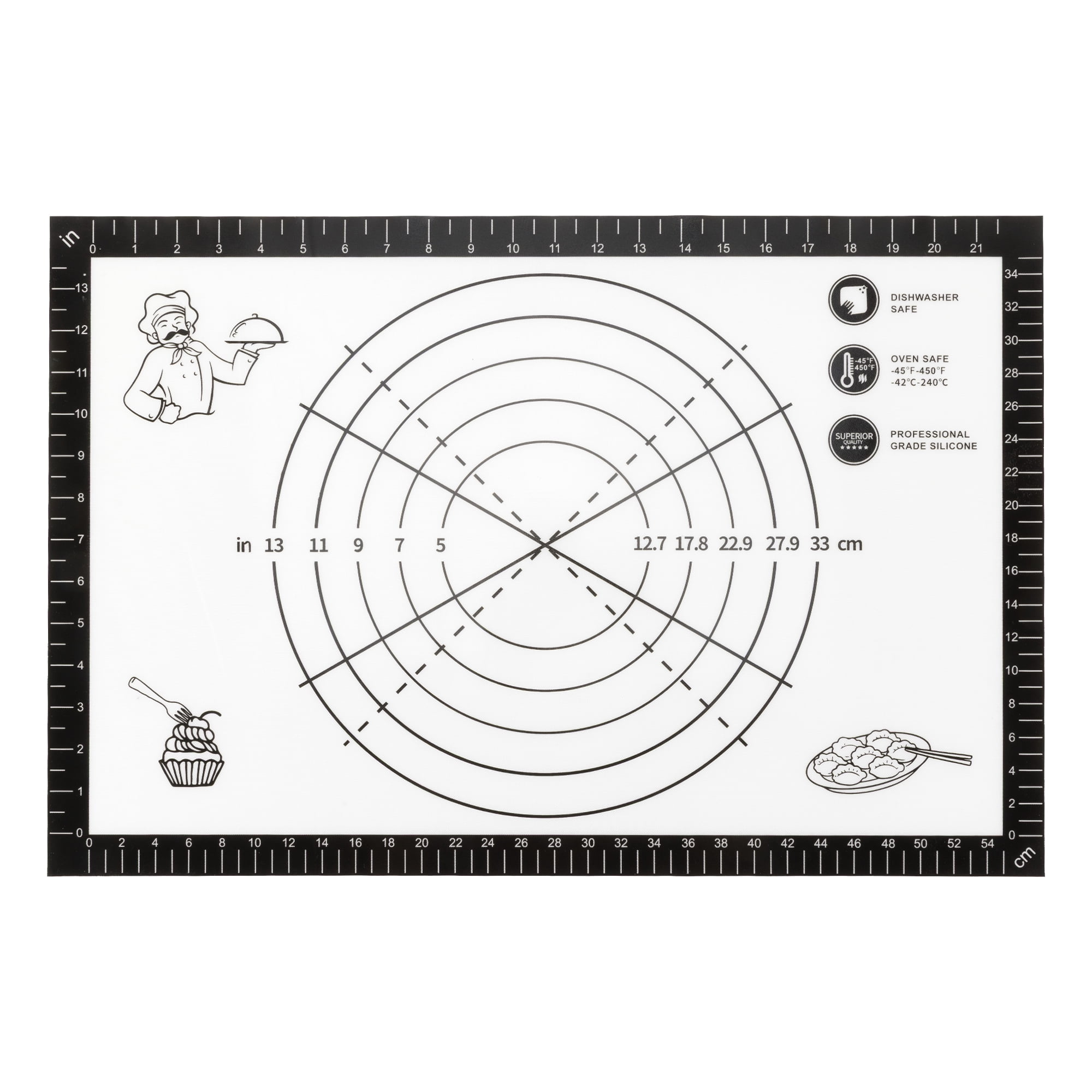 Unique Bargains Thickened Silicone Pastry Baking Mat with Measurements Black 15.7"x23.6"