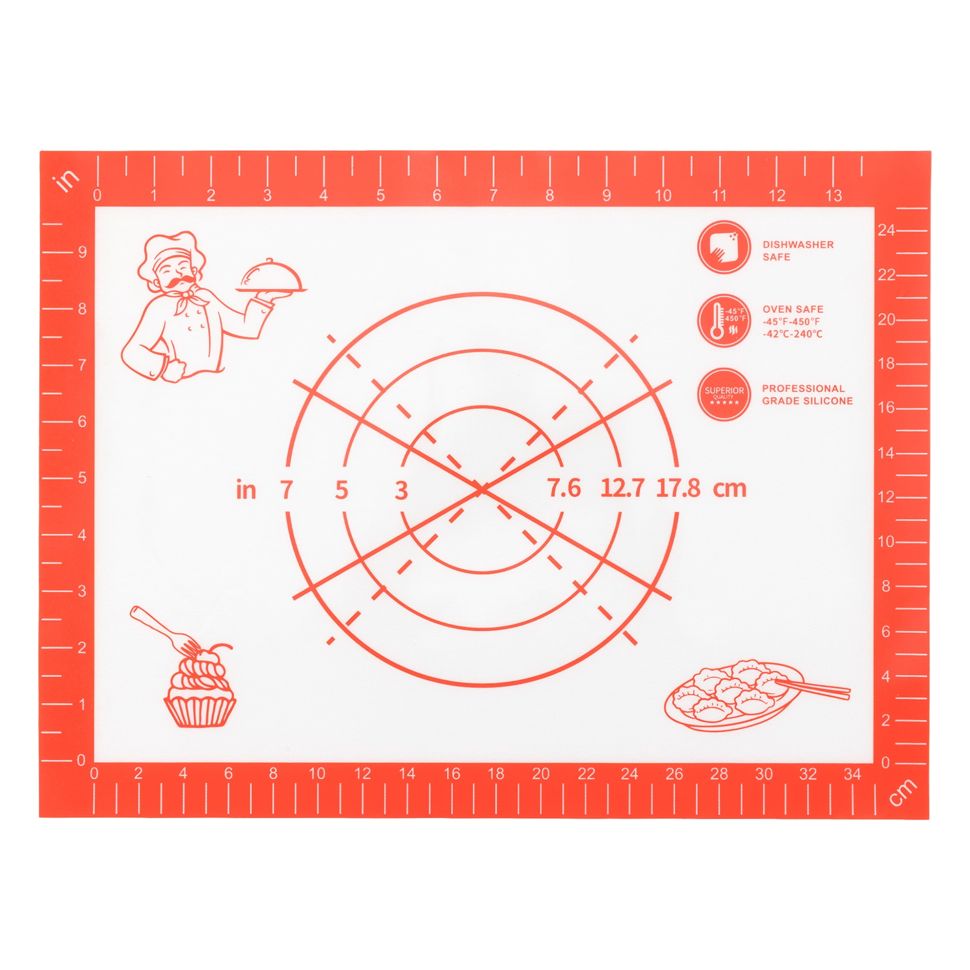 Unique Bargains Thickened Silicone Pastry Baking Mat with Measurements Red 11.8"x15.7"