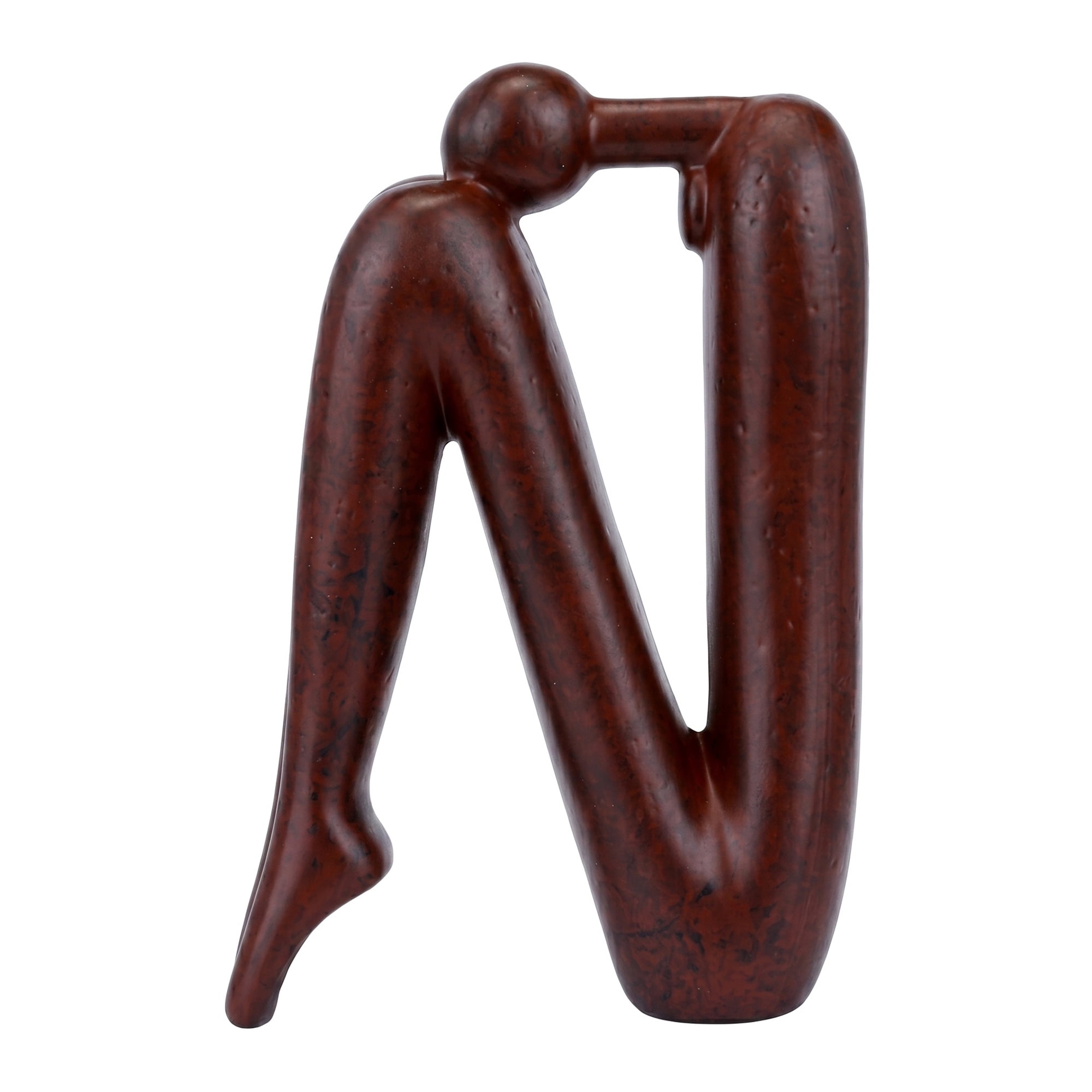 Unique Bargains Human Figure Bookends, Thinking Man Statue Decorative Book Ends Rust Red 5.5"x2.4"x8.3"