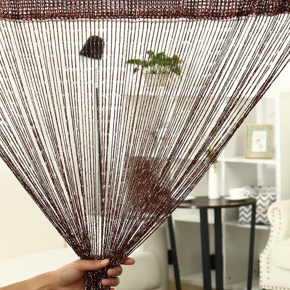Unique Bargains Thread Strip Curtain Fringe Panel 39" x 79" Brown