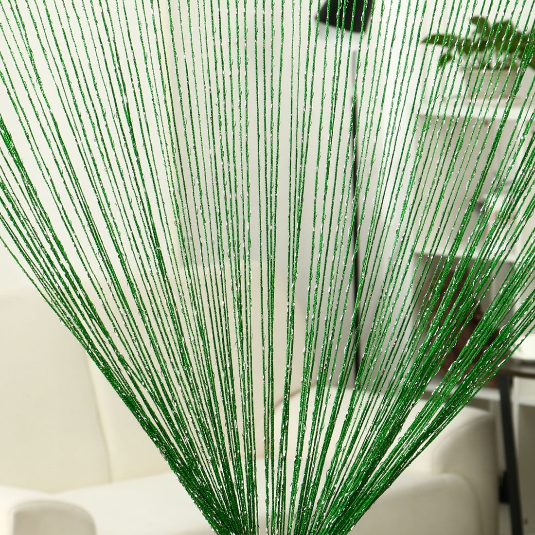 Unique Bargains Thread Strip Curtain Fringe Panel 39" x 79" Green