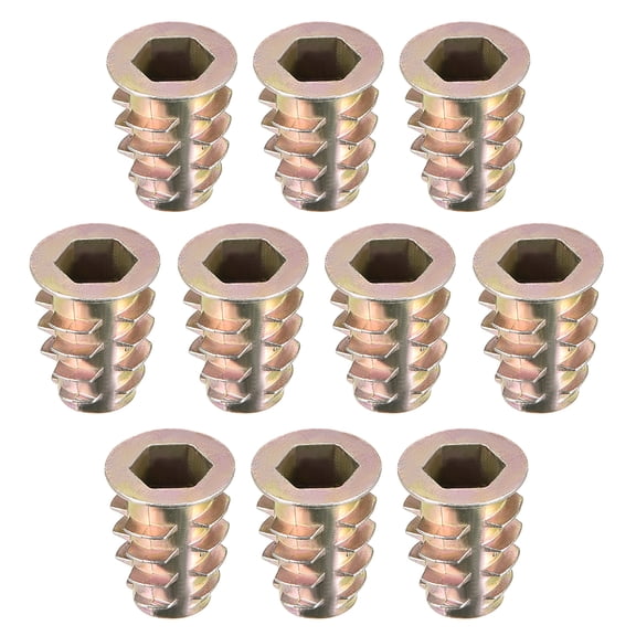 Unique Bargains Threaded Insert Nuts Zinc Alloy Hex Socket M8 Internal Threads 18mm Length 10pcs