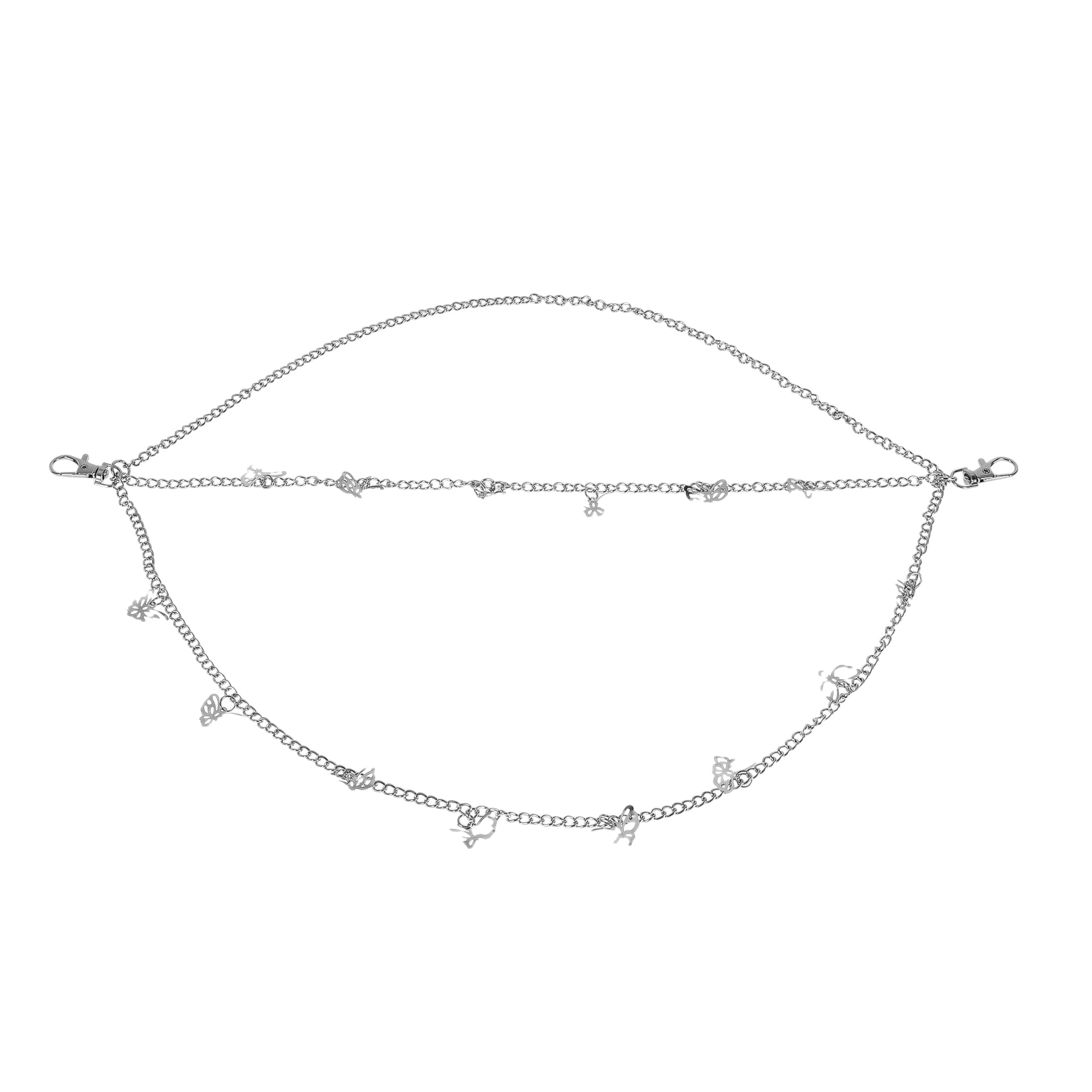 Unique Bargains Three-Layer Butterfly Adjustable Waist Belt Silver Tone 1 Pc