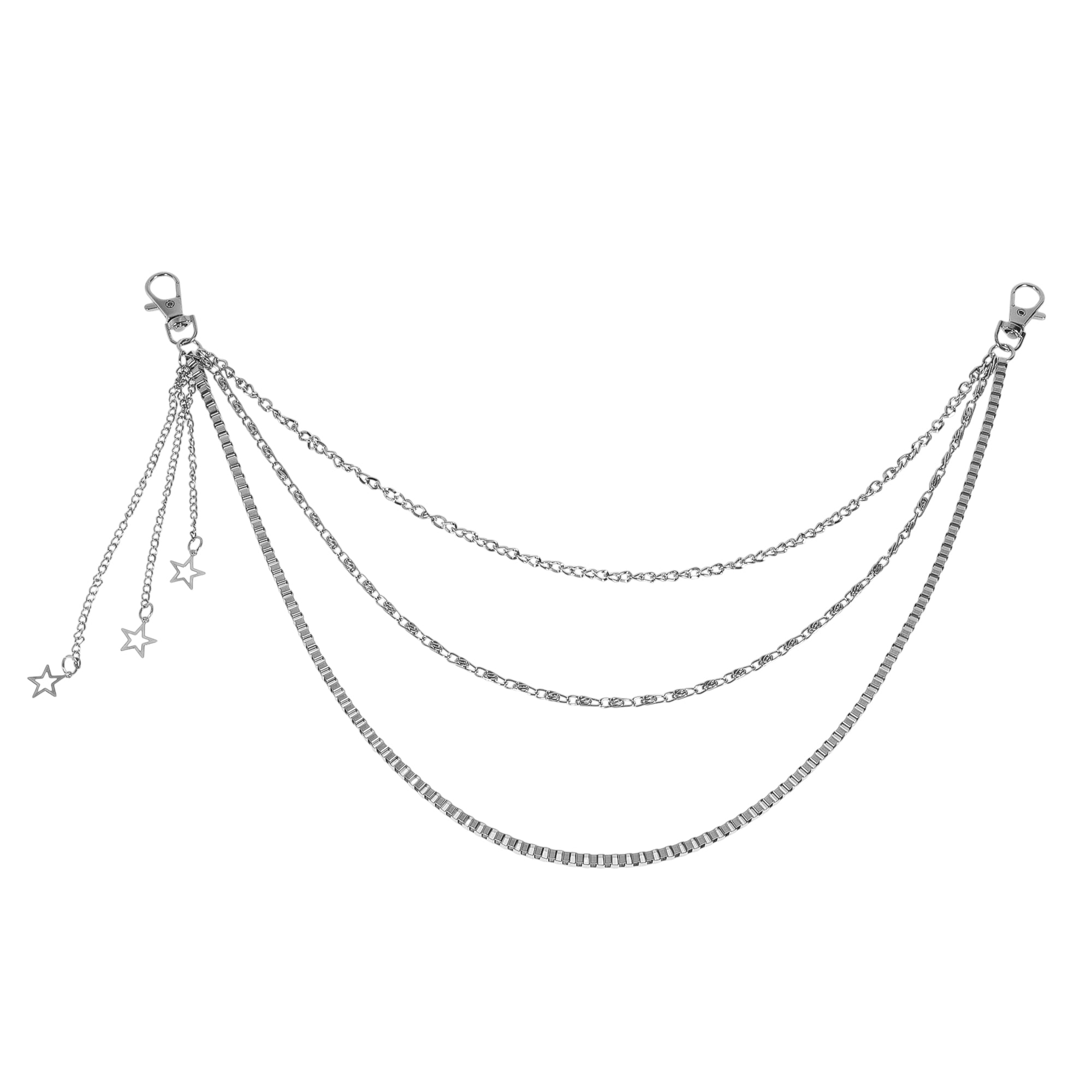 Unique Bargains Three-Layer Star Charm Adjustable Waist Belt Silver Tone 1 Pc
