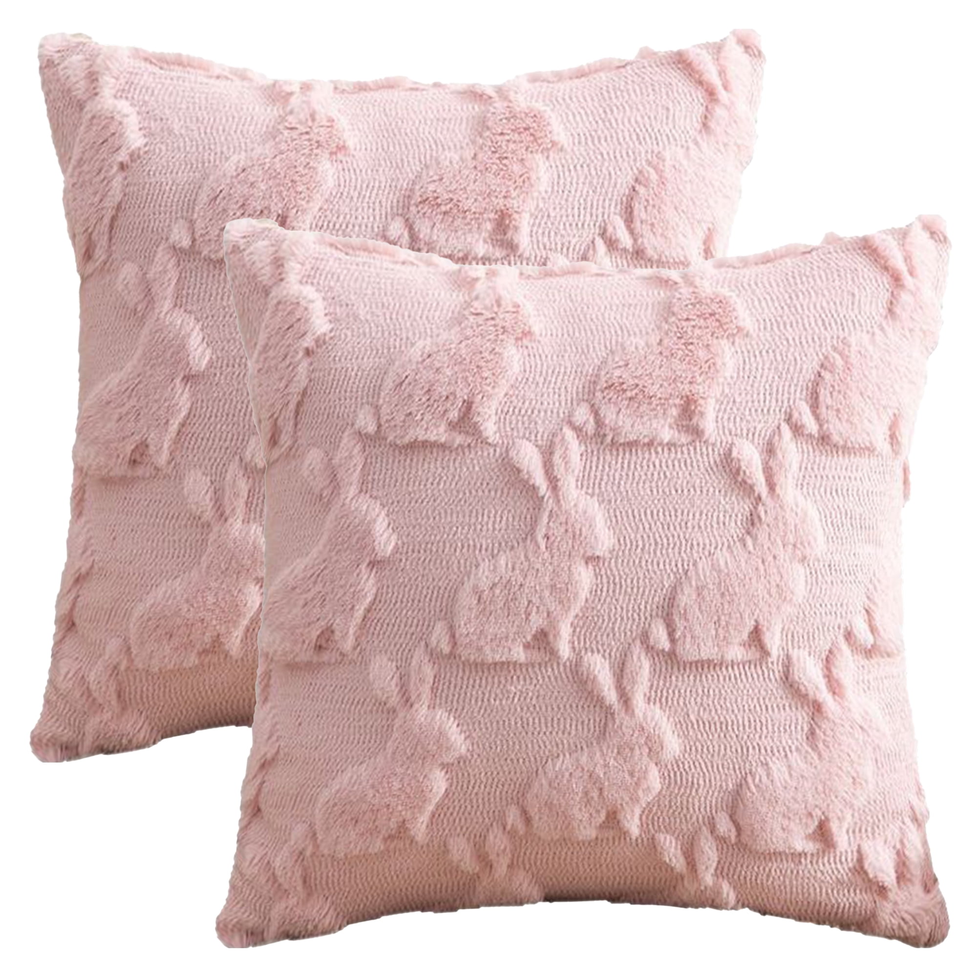 Unique Bargains Throw Pillow Covers Bunny Easter Decorations Pink Pattern 1 18" x 18"