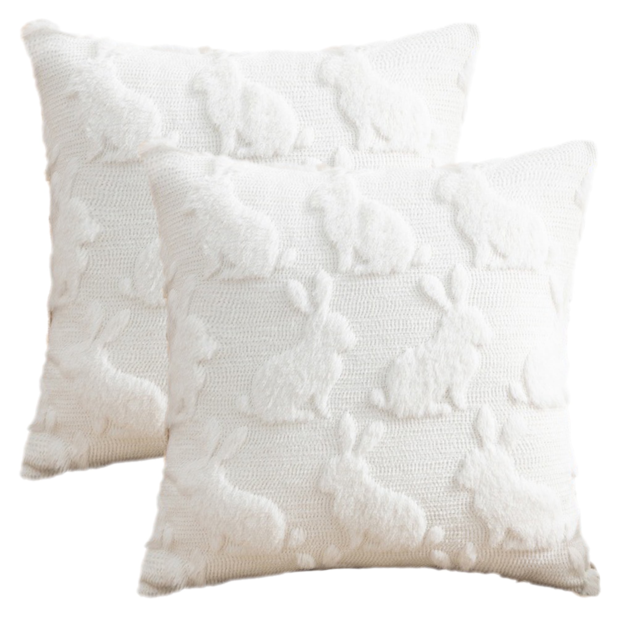 Unique Bargains Throw Pillow Covers Bunny Easter Decorations White Pattern 2 18" x 18"