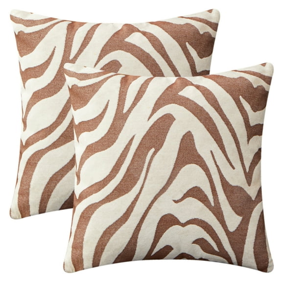 Unique Bargains Throw Pillow Covers Closure Cushion Cover Brown 18" x 18"