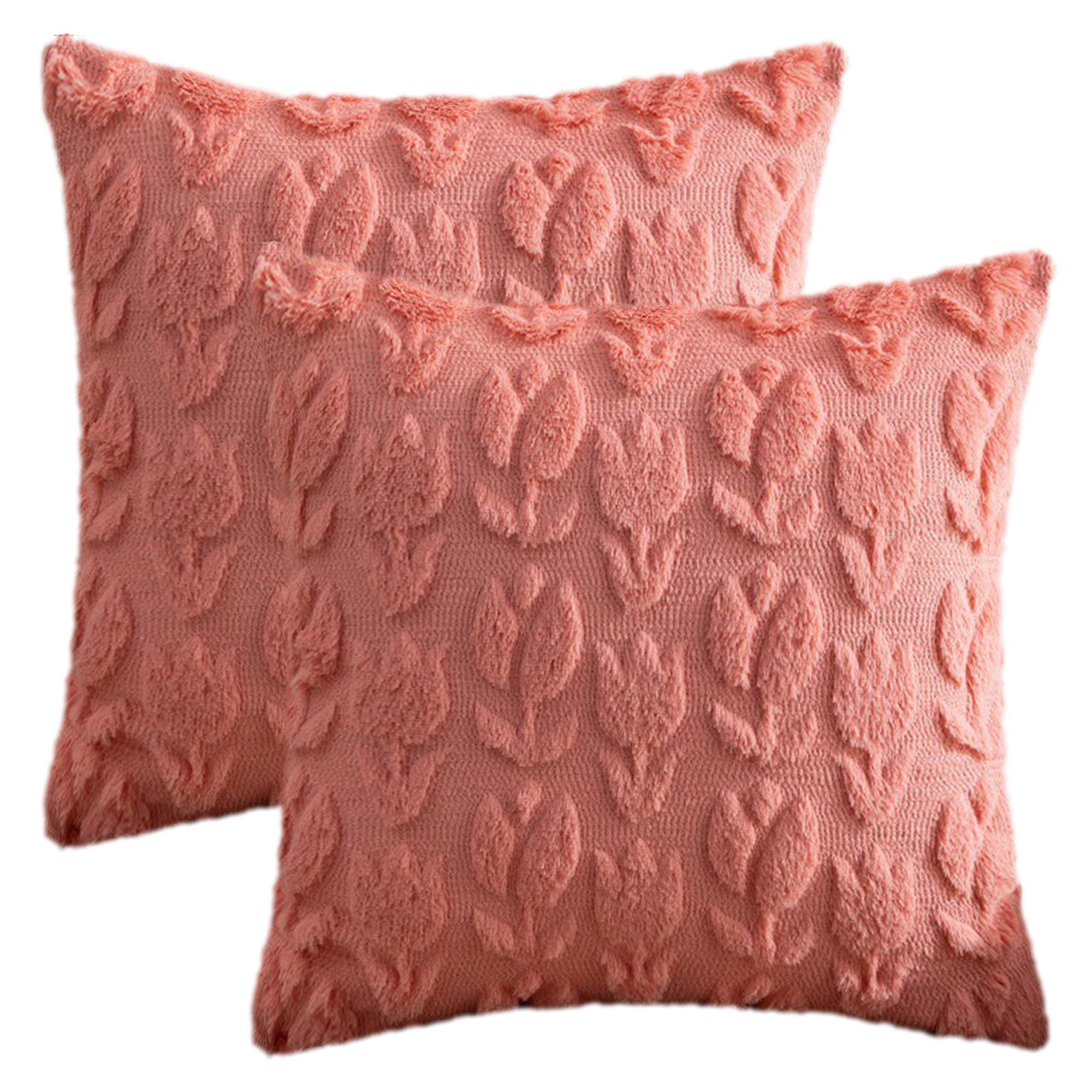 Unique Bargains Throw Pillow Covers Soft Flower Pattern Light Coral 18" x 18"