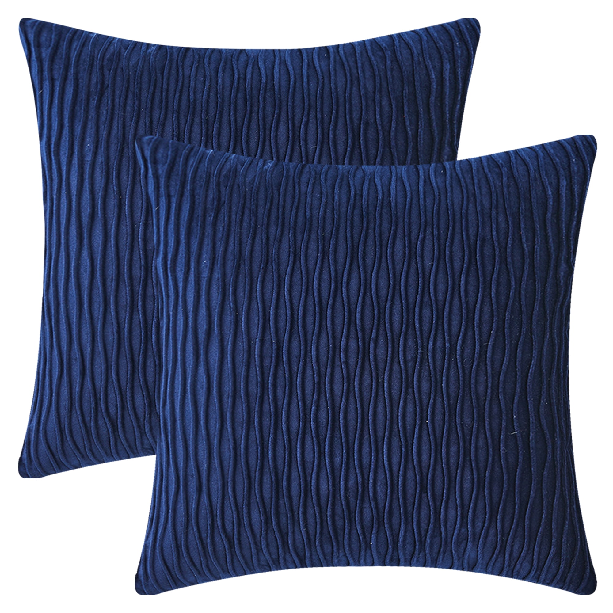 Unique Bargains Throw Pillow Covers Striped Velvet Rectangular Navy Blue 18" x 18"