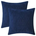 thumbnail image 1 of Unique Bargains Throw Pillow Covers Striped Velvet Rectangular Navy Blue 18" x 18", 1 of 6