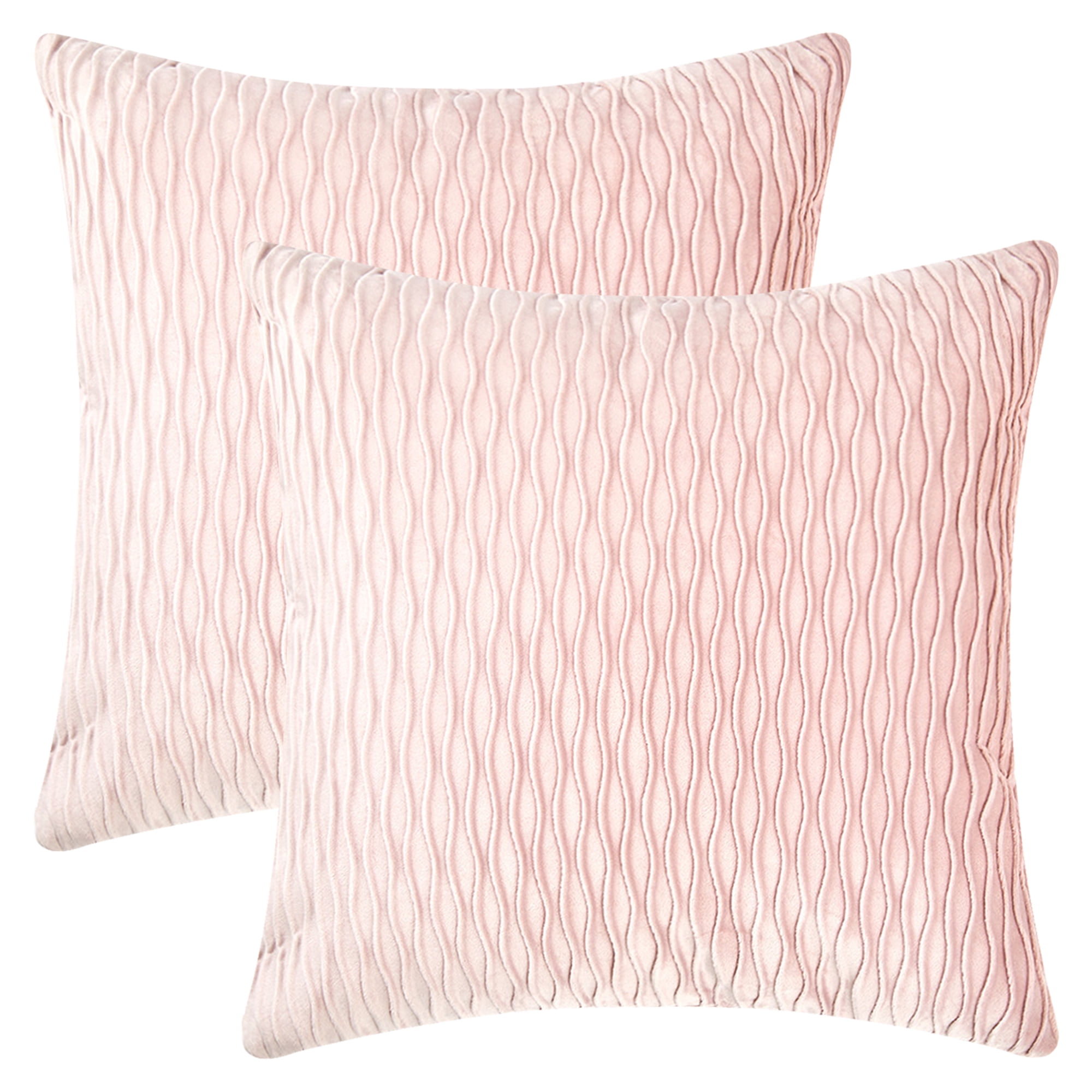 Unique Bargains Throw Pillow Covers Striped Velvet Rectangular Pink 18" x 18"