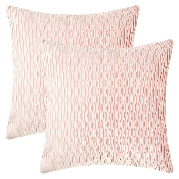 Unique Bargains Throw Pillow Covers Striped Velvet Rectangular Pink 18" x 18"