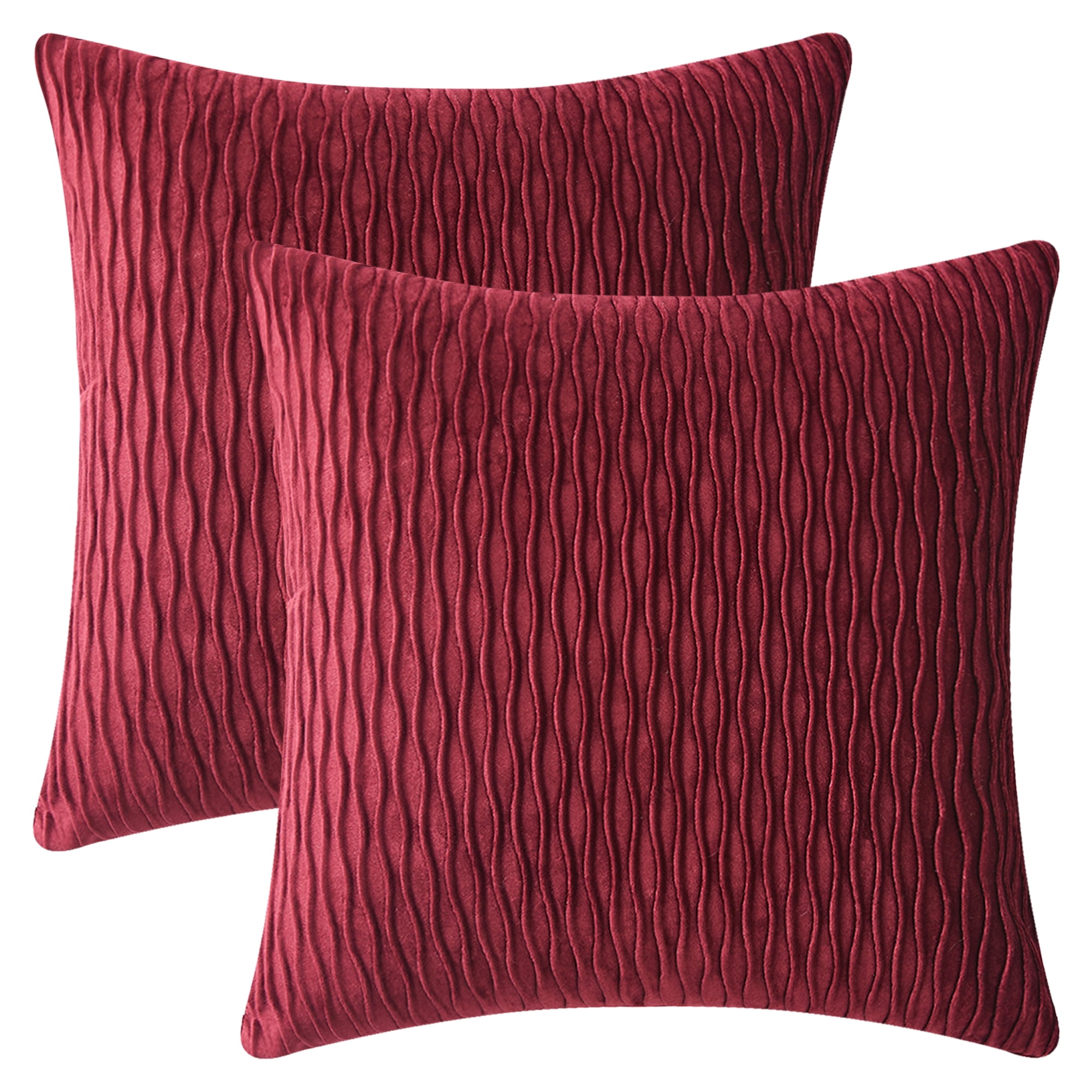 Unique Bargains Throw Pillow Covers Striped Velvet Rectangular Red 18" x 18"