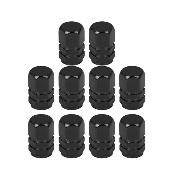 Unique Bargains Tire Stem Valve Caps Dustproof Hexagon Shape Aluminum Alloy 10pcs Black