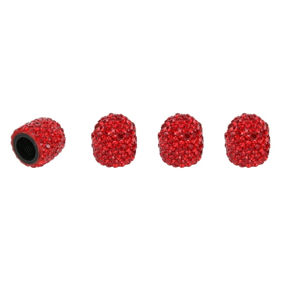 Unique Bargains Tire Valve Stem Caps 14x15MM Car Wheel Valve Cap Polymer Clay Rhinestones Red 4 Pcs