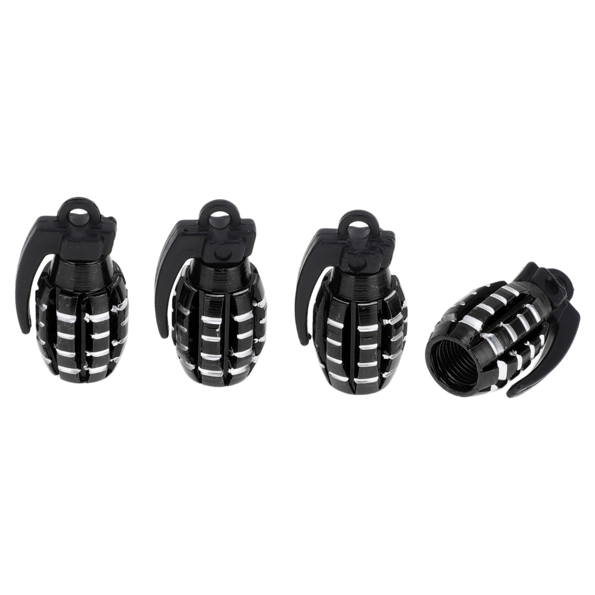 Unique Bargains Tire Valve Stem Caps Decorative Grenade Shape Dust Covers Black