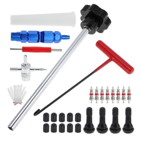Unique Bargains Tire Valve Stem Puller Set 1 Pcs Black Puller 1 Pcs Multi-function Wrench 4 Pcs TR413 Valve Stem Rubber Metal Plastic Valve Core Extractor 1 Set
