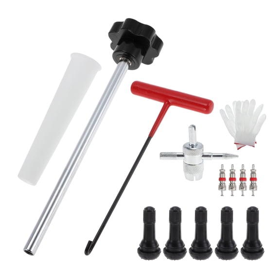 Unique Bargains Tire Valve Stem Puller Set 1 Pcs Black Puller 1 Pcs Multi-function Wrench 5 Pcs TR413 Valve Stem Rubber Metal Plastic Valve Core Extractor  1 Set