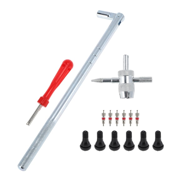 Unique Bargains Tire Valve Stem Puller Set 1 Pcs Silver Puller 1 Pcs Multi-function Wrench 5 Pcs TR412 Valve Stem Rubber Metal Plastic Valve Core Extractor 1 Set