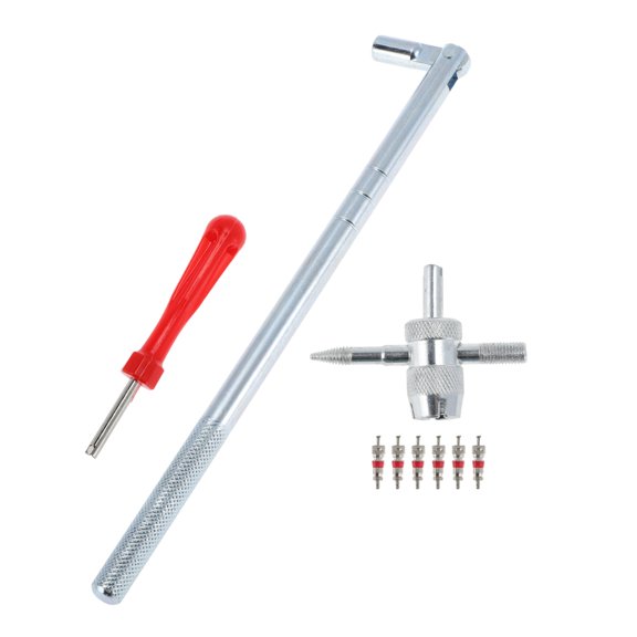 Unique Bargains Tire Valve Stem Puller Set 1 Pcs Silver Puller 1 Pcs Multi-function Wrench Rubber Metal Plastic Valve Core Extractor 1 Set