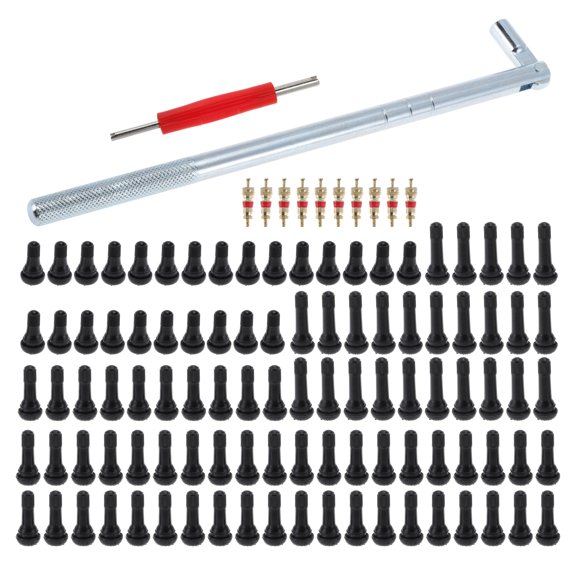 Unique Bargains Tire Valve Stem Puller Set 1 Pcs Silver Puller 100 Pcs Valve Stem Rubber Metal Plastic Valve Core Extractor 1 Set