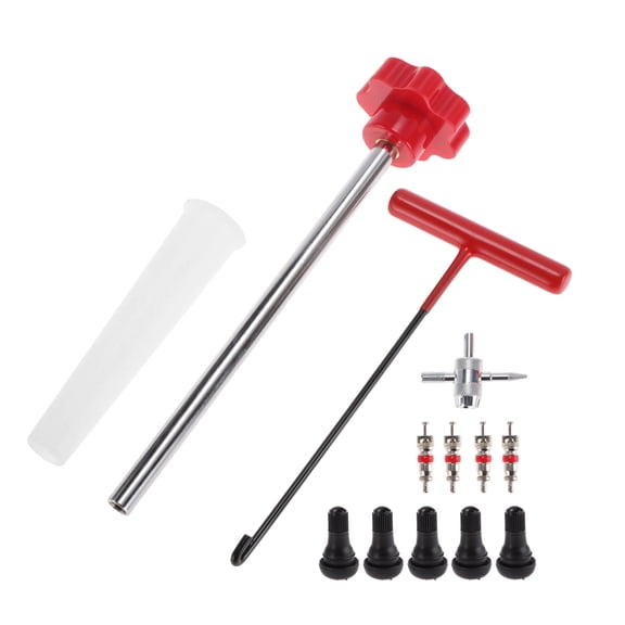 Unique Bargains Tire Valve Stem Puller Set Red Puller Multi-function Wrench TR412 Valve Stem for Bike Trunk Car RV and Car Tires Durable Valve Core Extractor 1Set