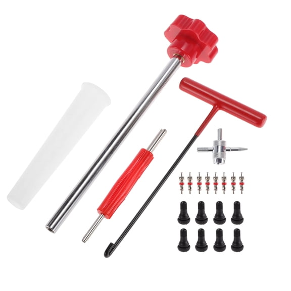 Unique Bargains Tire Valve Stem Puller Set Red Puller Multi-function Wrench TR412 Valve Stem for Motorcycle Trunk Car RV and Car Tires Durable Valve Core Extractor 1 Set