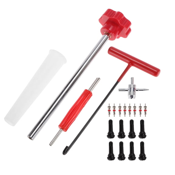 Unique Bargains Tire Valve Stem Puller Set Red Puller Multi-function Wrench TR414 Valve Stem for Motorcycle Trunk Car RV and Car Tires Durable Valve Core Extractor 1 Set
