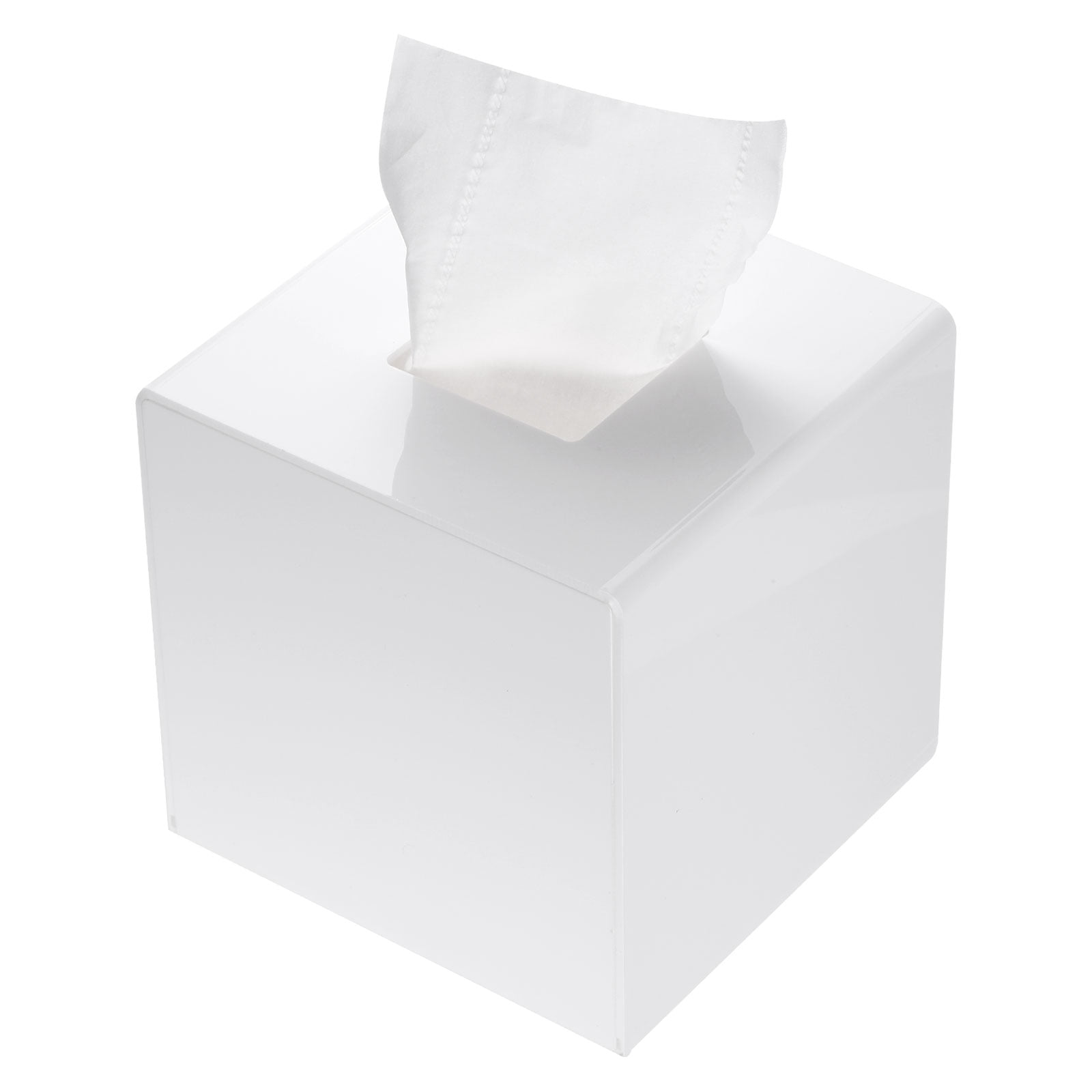 Unique Bargains Tissue Box Cover with Base Square Holder for Home Office White