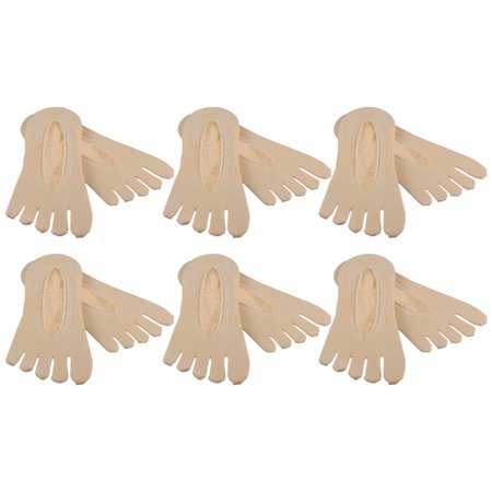 Unique Bargains Toe Socks Breathable Split Toe Compression Socks for Women Non-Slip Beige 6 Pair Nylon