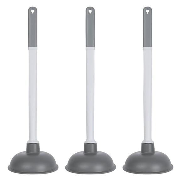 Unique Bargains Toilet Bowl Plunger with Holder Pump Bathroom Cleaning Gray 3 Pcs