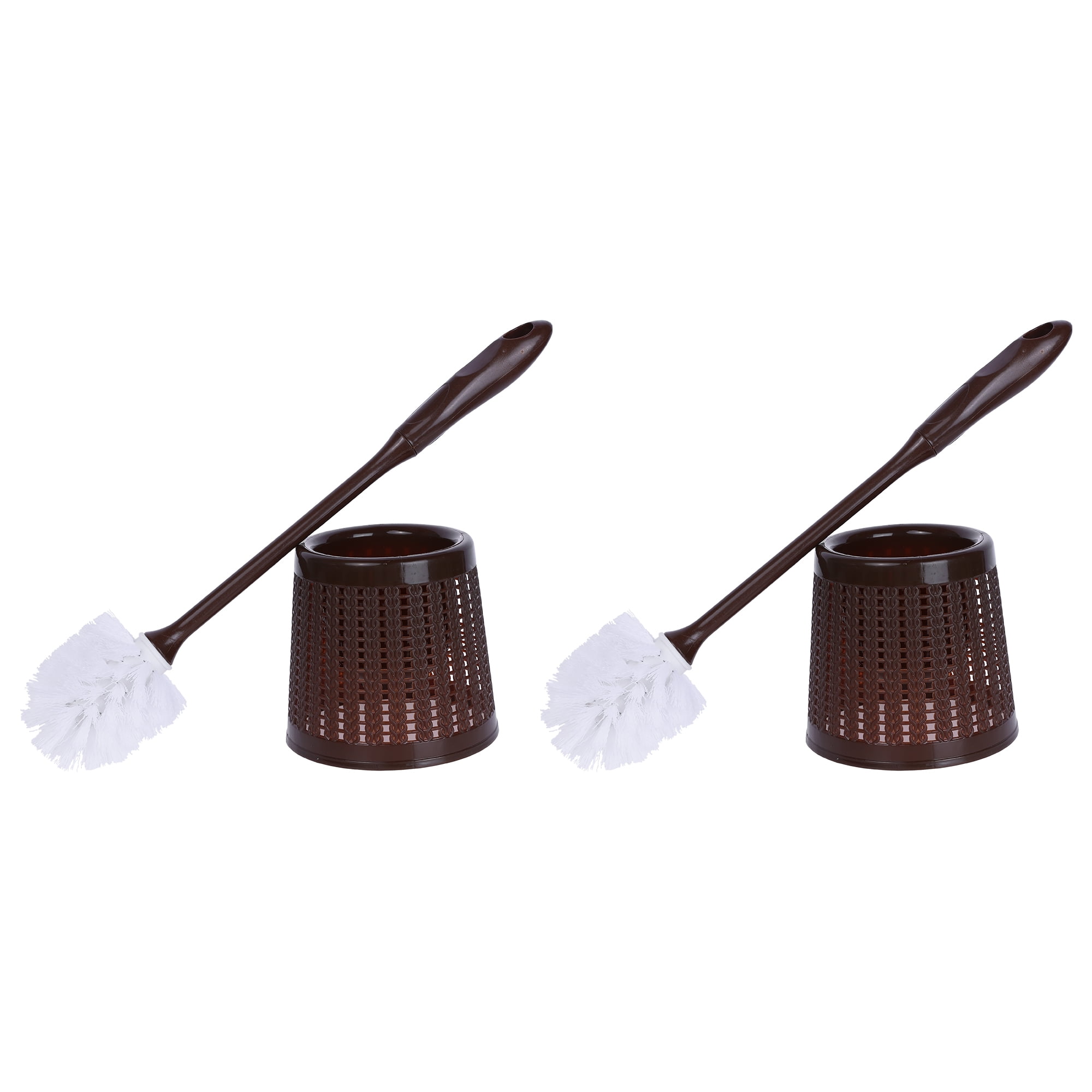 Unique Bargains Toilet Brush Long Handle Flexible Brush Head Brown 2 Pcs
