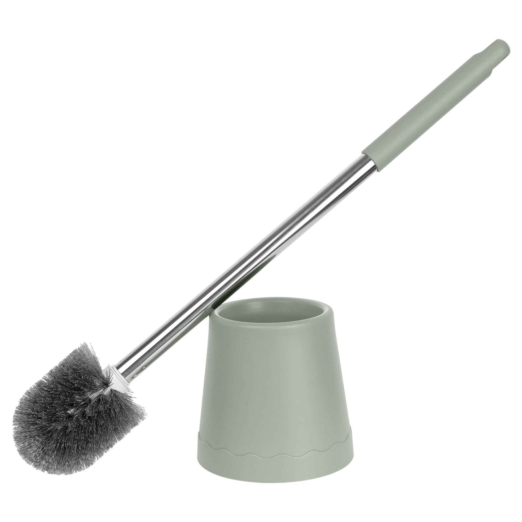Unique Bargains Toilet Brush Round Head Stainless Steel Handle Green 1 Pc